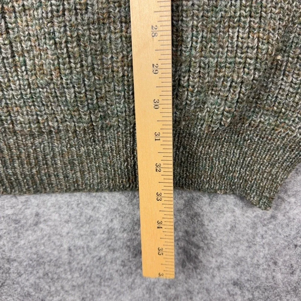 Barbour Sweater Mens XL Green Tyne Zip Neck 100% Pure Wool Heavy Knit Scotland